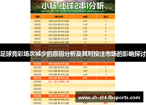 足球竞彩场次减少的原因分析及其对投注市场的影响探讨